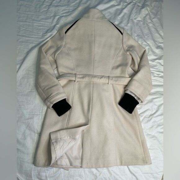Vince Camuto Single Breasted Wool Belted Zip Front Funnel Neck Walker Coat - M - Picture 10 of 13